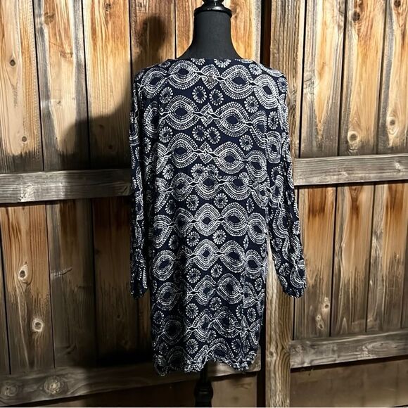 Roxy cardigan 100% viscose navy blue white geometric Med FIRM on PRICE - Picture 4 of 9